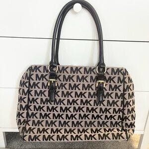 Michael Kors Black and Tan Logo Tote Bag
